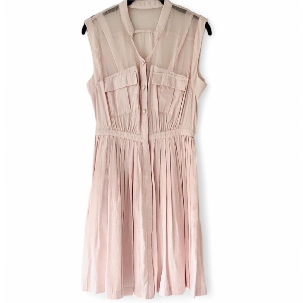 Blush Pleated Shirt Dress